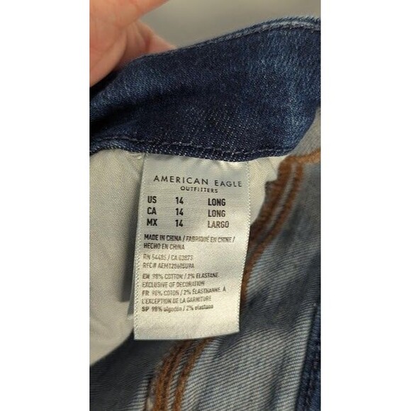 American Eagle Jeans Womens 14 L Curvy Super Hi-Rise Jegging Stretch Distressed - Picture 4 of 5